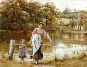 Gathering water from the pond